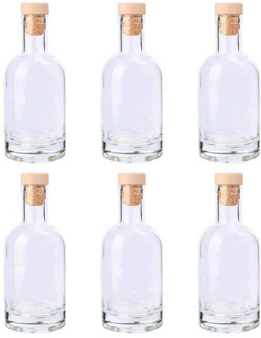 가인글로벌 위스키200 유리병 주류병 더치병 담금주 술병, T코르크(우드), 6개, 200ml