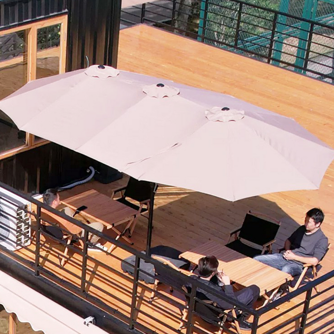 대형 더블 파라솔 업소용 카페 테라스 어닝 그늘막, 트윈파라솔 브라운, 트윈파라솔 브라운