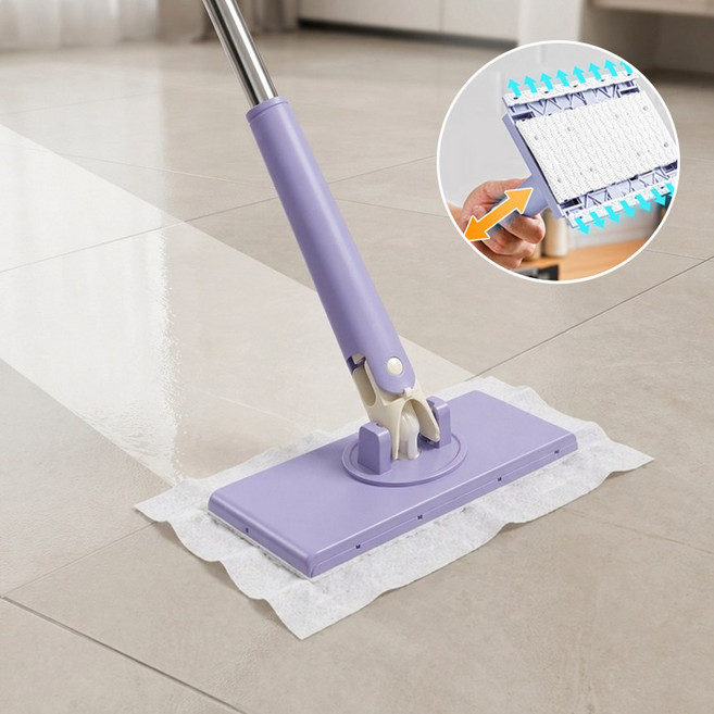 바닥청소 밀대걸레 베이직 막대걸레 원터치 청소 걸레 물걸레 밀대, 1개