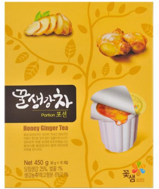 꽃샘 꿀생강차 포션 15T (6입), 단품