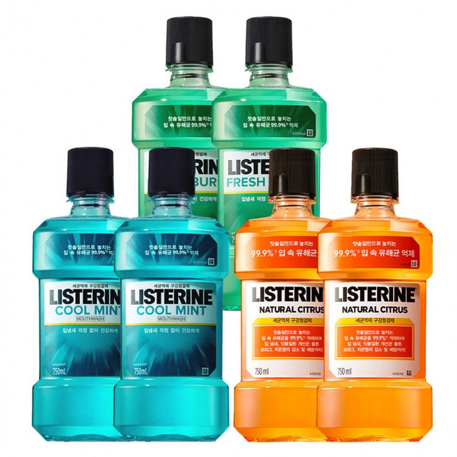 리스테린 750ml x 2개(쿨민트 버스트 시트러스) 대용량, 시트러스