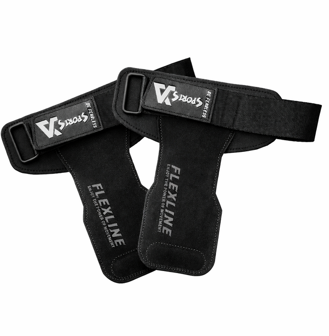 플렉스라인 헬스 스트랩 손목 보호대 리프팅스트랩, 1세트, 블랙