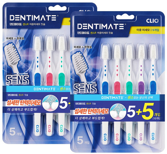 크리오 덴티메이트 센스R 이중미세모 칫솔, 10개입, 2개