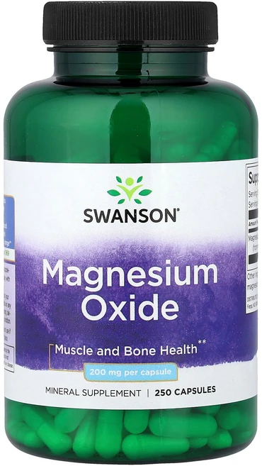 Swanson 스완슨 마그네슘 옥사이드 200mg 250 캡슐 미네랄 영양제, Swanson 스완슨 마그네슘 옥사이드 200mg 25, 1개, 250정 - 쿠팡
