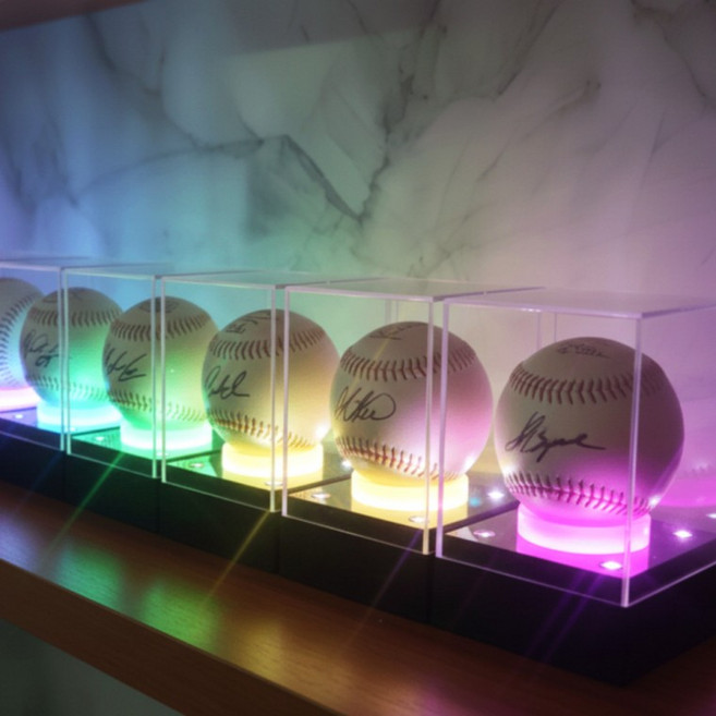 야구공 케이스 싸인볼 LED 장식장 투명 야구 아크릴 선수 선물 사인볼 받침대 공스탠드 BB0344, led 야구공 케이스, led 야구공 케이스