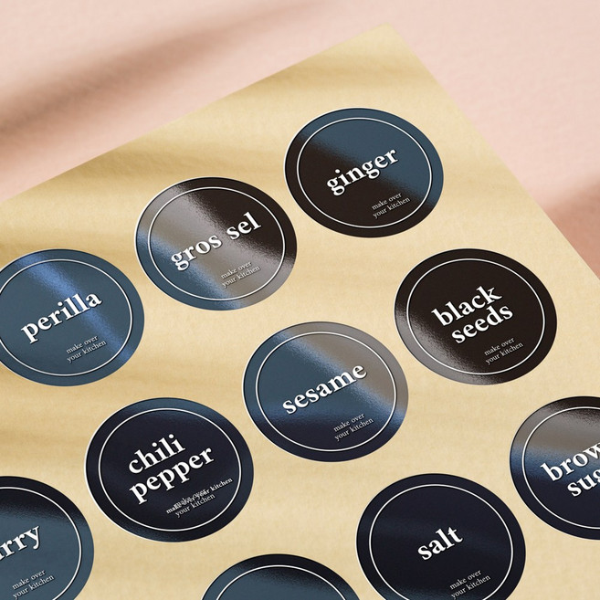 양념통 스티커 소스통 오일통 재료명 조미료 주방 원형 라벨 24p, 1세트