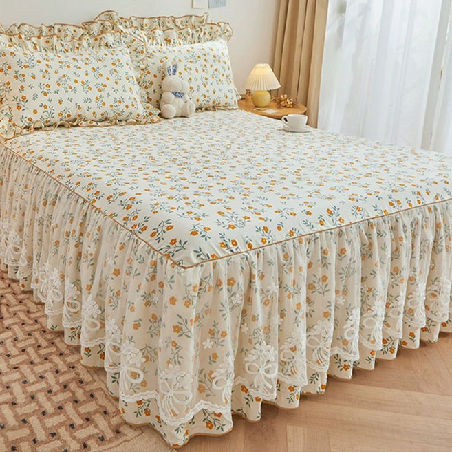 예쁜 꽃무늬 순면 프릴 간절기이불 베드 프릴