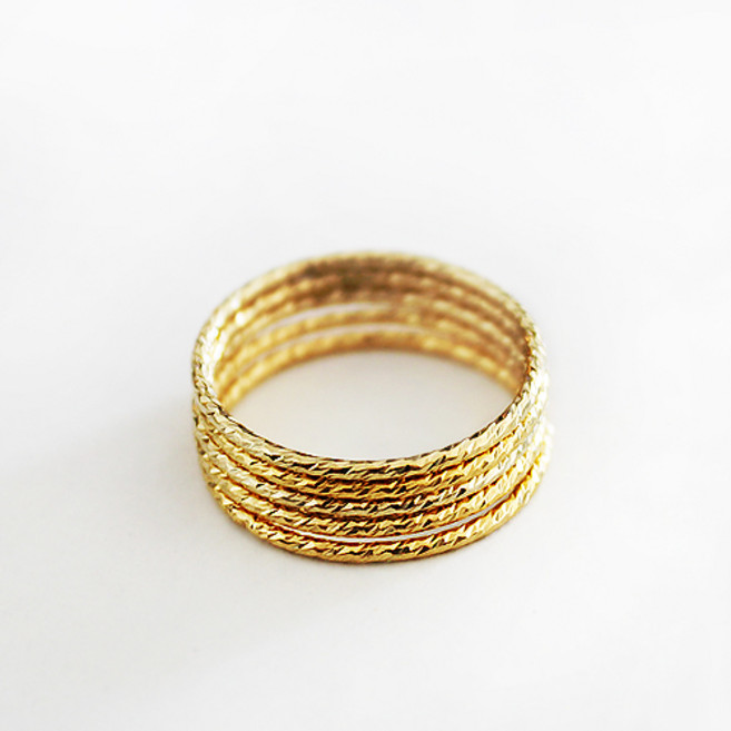 14K GF 스파클 컷팅 레이어드 링 반지