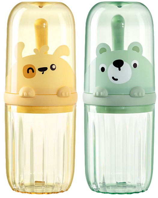 엘엘리빙 휴대용 동물친구 칫솔 케이스, 2개, 혼합색상