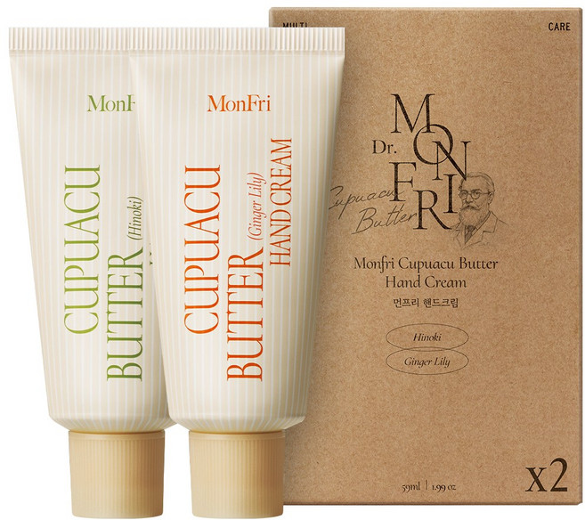 먼프리 쿠푸아수씨 버터&슈퍼 센텔라 고보습 핸드크림 히노끼&진저릴리향, 2개, 59ml