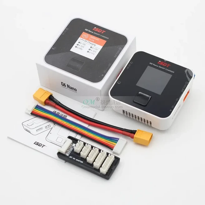 ISDT Q6 Nano BattGo 200W 8A RC FPV Drone 용 1-6S Lipo 배터리 다채로운 포켓 외야 밸런스 충전기, 01 with xt60-xt60 wire, 1개