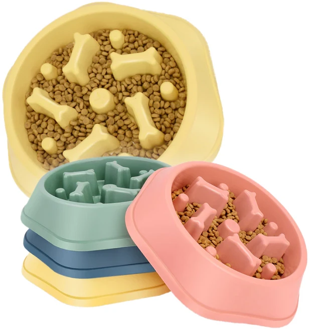寵物慢食碗 - 趣味骨頭造型 防滑慢食, 寵物慢食碗【藍色】, 1個