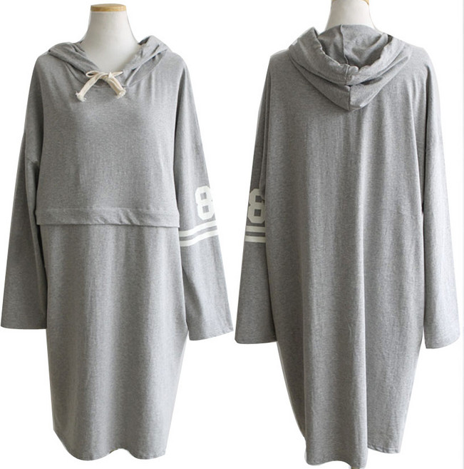 88 나염 후드 수유원피스 외출 수유복