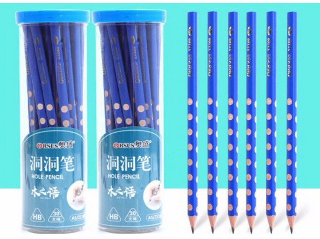 枕頭山 P001 HB/2B 糾正握姿三角洞洞鉛筆，矯正兒童握筆姿勢，學習好幫手, 2B
