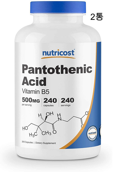 뉴트리코스트 비타민B5 판토텐산 Pantothenic Acid 500mg 240캡, 2개, 240정