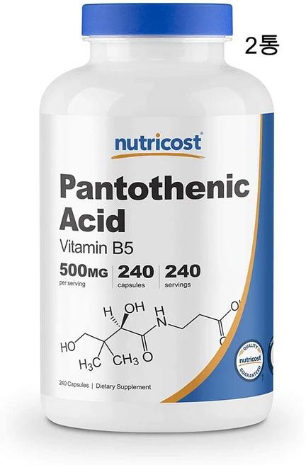 뉴트리코스트 비타민B5 판토텐산 Pantothenic Acid 500mg 240캡, 2개, 240정 - 쿠팡