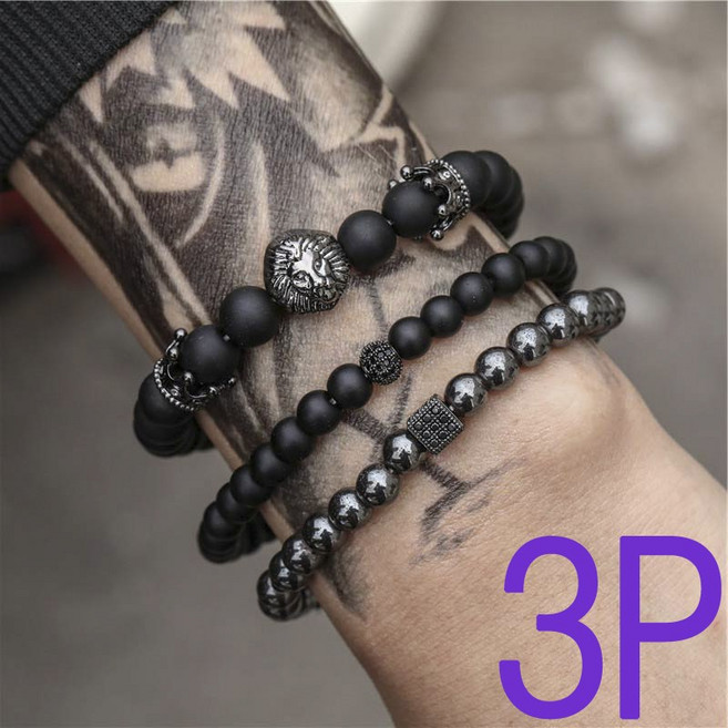 레오큐 남자 레이어드 원석 패션 팔찌