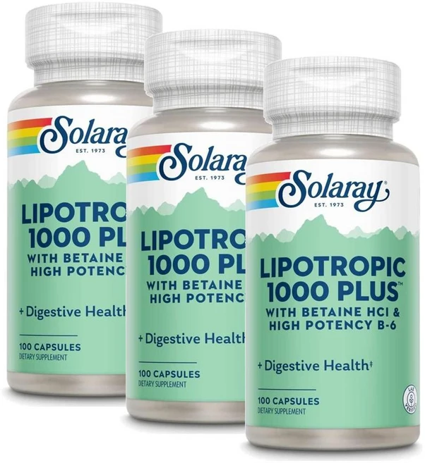 솔라레이 리포트로픽 1000 플러스 베타인 HCI 비타민B6 SOLARAY Lipotropic 1000 Plus, 3개, 100정 - 쿠팡