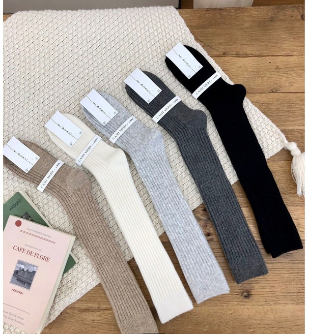 [당일] 리본 캐시미어 골지 니삭스 레그워머 5col 여성 가을 선물 탄탄한 레인부츠 코디 프리티조이