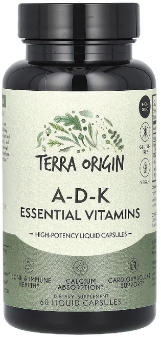 Terra Origin 테라오리진 비타민A-D-K 필수 비타민 액상 캡슐 60정, 1개 - 쿠팡