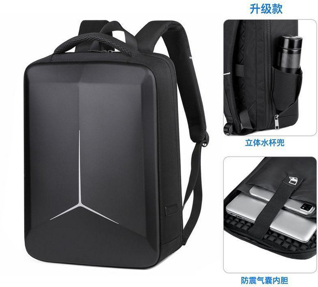電腦包 防震 硬殼 氣囊 商務 通勤 大容量 防水雙肩包, 升級氣囊版 Type-C+USB充電端口, 1個