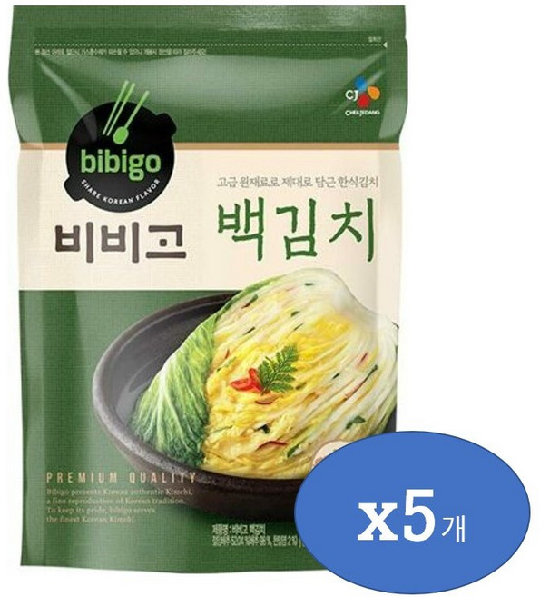 CJ비비고 백김치 500gx5개, 500g, 5개