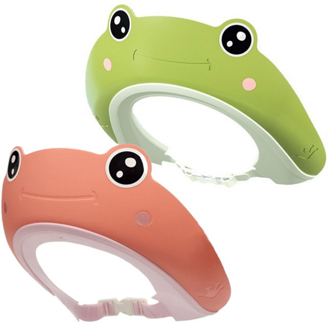 MDC 개구리 샴푸캡 / 길이조절 귀여운 아기샴푸모자, 1개, 그린