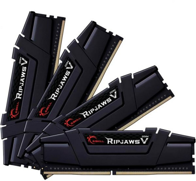 G.SKILL RipjawsV 시리즈 DDR4 램 (XMP) 32GB (2x16GB) 3200MT/s CL16-18-18-38 1.35V 인텔 AMD 데스크탑 컴퓨터 메모리 U, 64GB (4x16GB), DDR4 3200, Black, 1개