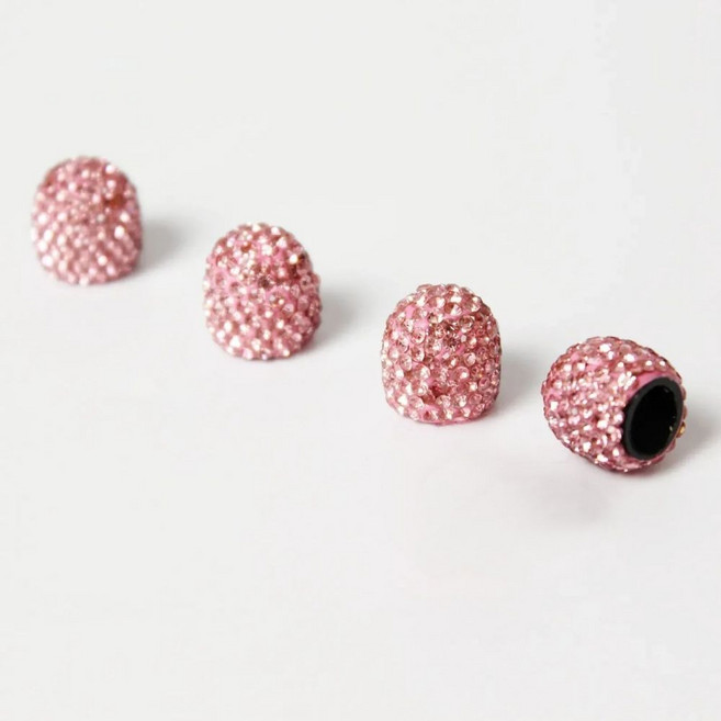 우노마스 자동차 자전거 휠체어 타이어 바퀴 밸브 글램 큐빅 캡, 핑크, 4개