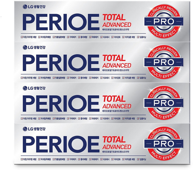 페리오 토탈 어드밴스드 치약 160g x 8개, 160, 8