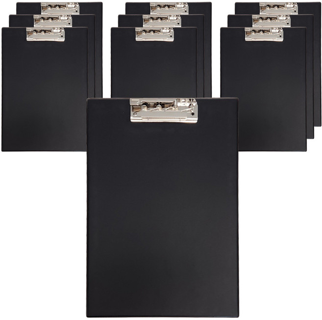 웰컴투 심플 A4 레버장식 클립보드 검정색, 10개
