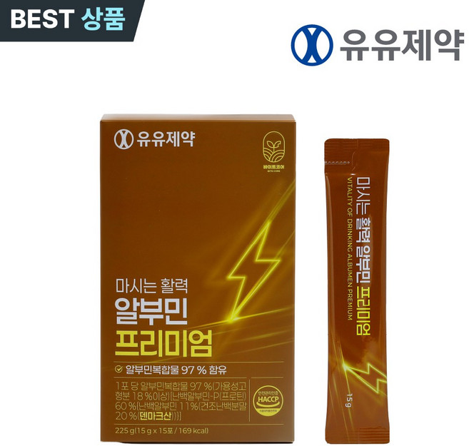 유유제약 마시는 활력 알부민 프리미엄, 15g, 15개