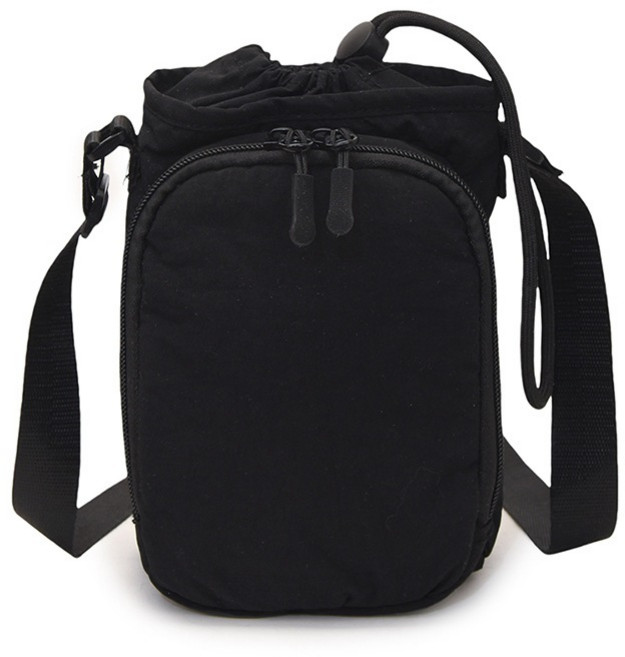 防潑水輕便迷你手機包, 通勤小挎包黑色
