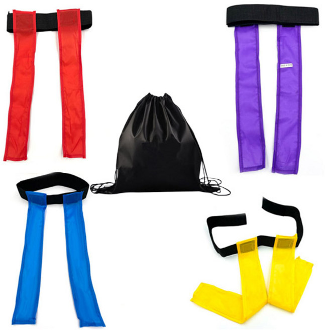 CJ 꼬리잡기 놀이 4개입 1세트 + 꼬리잡기 파우치, 블랙,레드,옐로우,퍼플