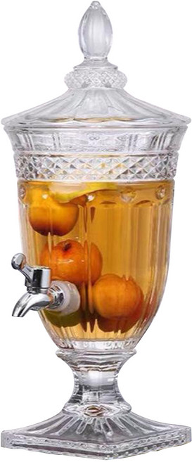 유리병 디스펜서 대형 버킷 물통 포트 카페 과일차 냉수 병 음료통 가정용 내열유리 냉장고 물병, 투명색 B