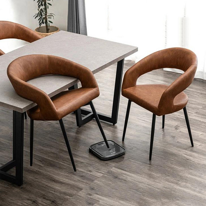 2P 식탁 가죽의자 카페 의자 2인용 식탁의자팔걸이식탁의자 식당등받이 의자 서스펜션 디자인 저녁 의자, PU 가죽/커피색, 2개
