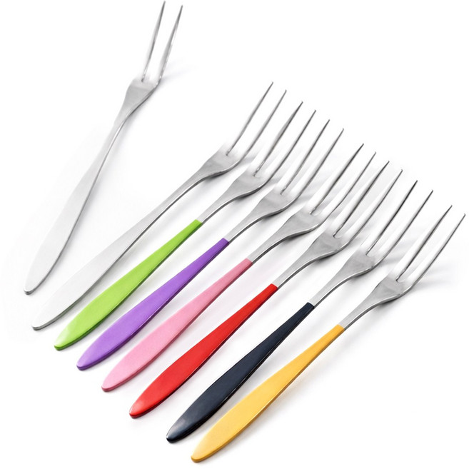 ROYAI ONE 304 스텐 티포크 예쁜 과일 포크 8종 세트, 1세트, 혼합색상
