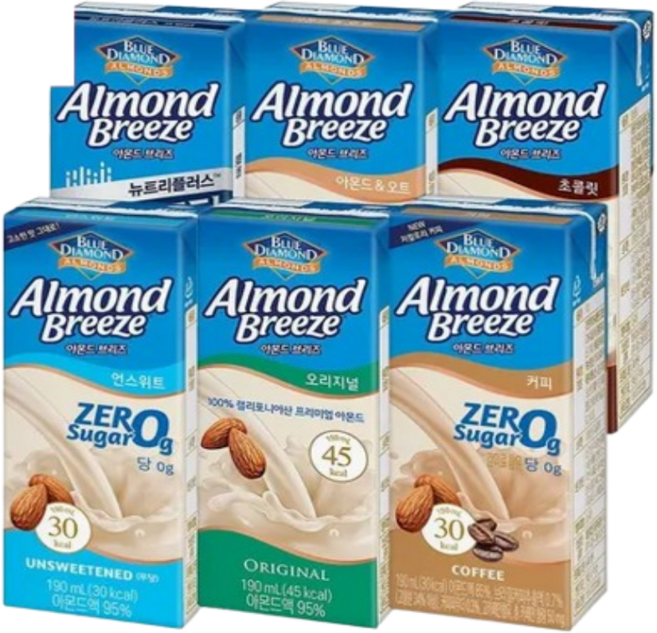 아몬드브리즈 6종중 오리지널/언스위트/커피/프로틴/아몬트오트/초콜릿 48팩 (2종 골라서 주문요청), 48개, 190ml