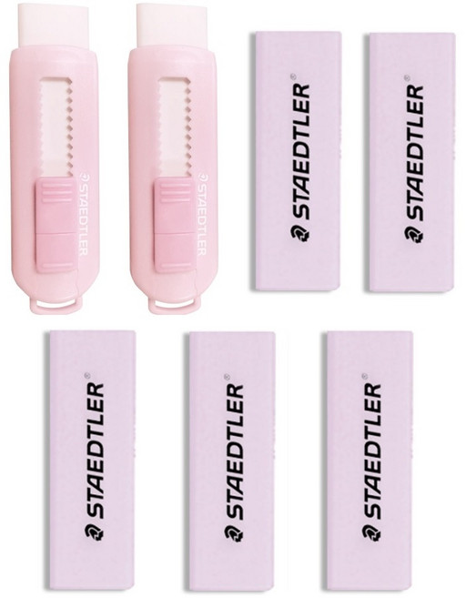 스테들러 슬라이딩 컬러 지우개 + 리필 5p 세트, 파스텔 핑크 2개+리필 5개, 1세트