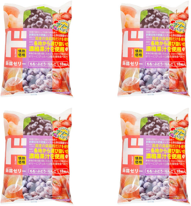 일본 돈키호테 도젤리 곤약젤리 포도 복숭아 사과, 4개, 360g