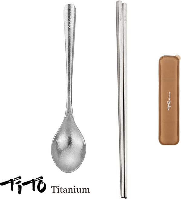 티토 티타늄 수저세트 초경량 캠핑용 백패킹 등산 도시락, 1개, 수저 세트, 실버