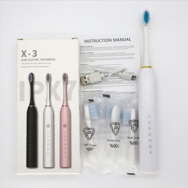 DFMEI 6檔電動牙刷 成人家用USB充電聲波牙刷衝牙器禮品, 1個, 1個裝, 象牙白:如圖