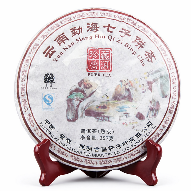 보이차 숙차 푸얼차 운남 맹해 차병 숙성 발효차 중국차, 1개, 1개입, 375g