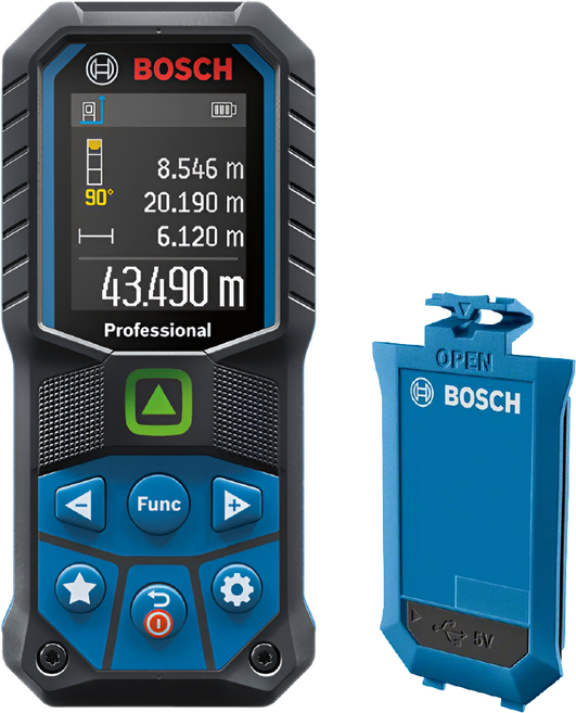 보쉬 레이저 거리측정기 레이저줄자 배터리팩 세트 경사 각도 측정 GLM 50-23 G, 1개