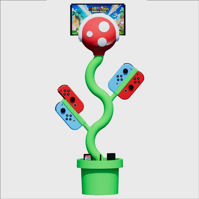 닌텐도스위치 슈퍼마리오 충전 거치대 홀더 보관함 호스트 조이콘 충전 tv연결 스탠드, (테이블스타일) 피라냐 스탠드+교체용헤드, 1개