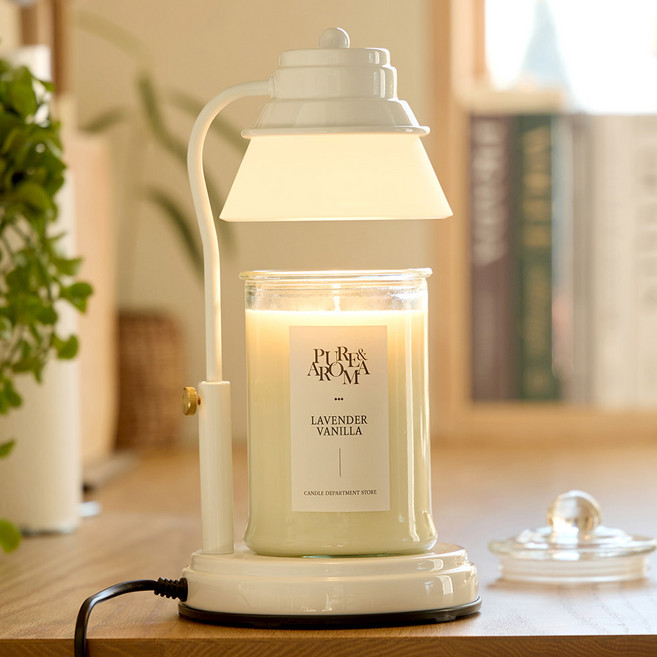 캔들백화점 국내산 매직 타이머 높이조절 불빛조절 캔들워머+소이 캔들 세트, 화이트 타이머+750ml, 화이트머스크