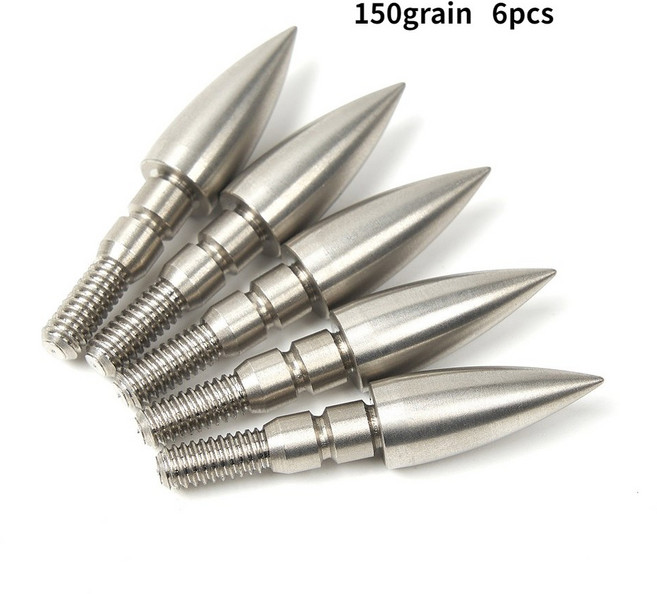 스테인레스 스틸 양궁 화살촉 복합 짧은 화살 리커브 사냥용 그레인 100 125 150 12 24, 150grain 6pcs