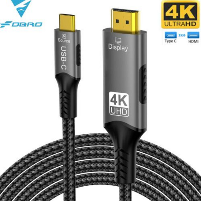 USB C-HDMI 케이블 8K60Hz 4K120Hz 유형 C-HDMI 2.1 Thunderbolt 34 iphone 1615 MacBook Huawei용 호환 HDTV 케이블, 4K-60hz-Black, 3m, 1개