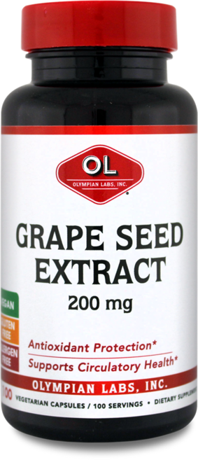 OLYMPIAN LABS 葡萄籽萃取素食膠囊 200mg, 100顆, 1罐
