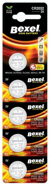 [일반우편발송] Bexel 벡셀 CR2032 코인셀 1카드(5개입) 리튬건전지 자동차리모컨 배터리, 5개